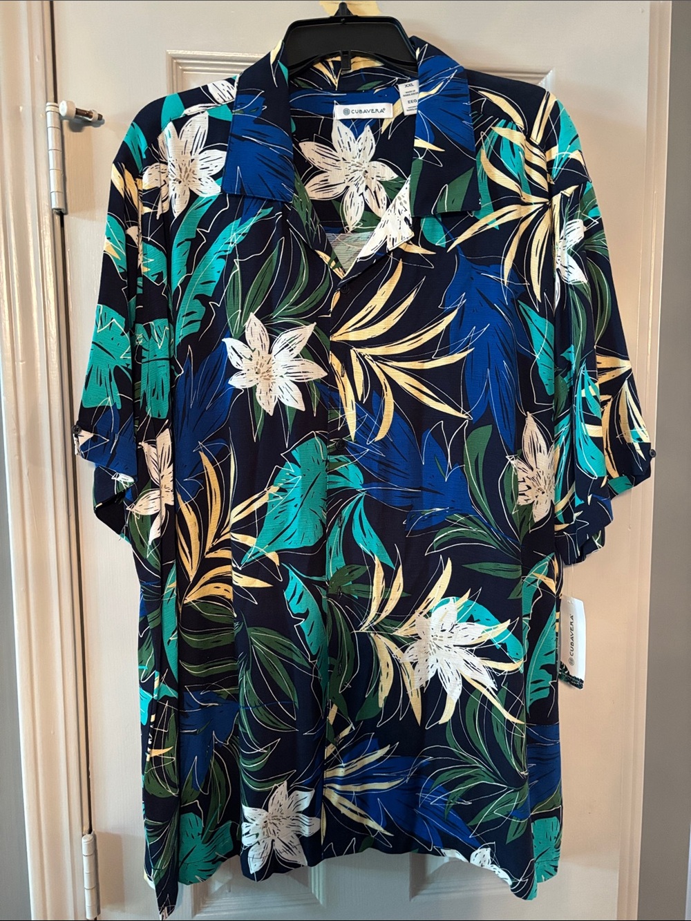 Cubavera Navy Tropical Floral Short-Sleeve Hawaiian Camp Shirt NWT